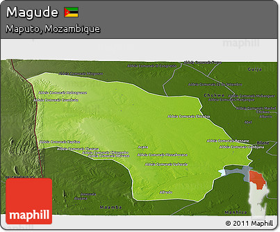 Physical Panoramic Map of Magude, darken