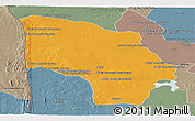 Political Panoramic Map of Magude, semi-desaturated