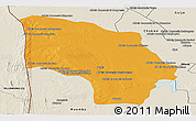Political Panoramic Map of Magude, shaded relief outside