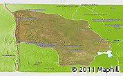 Satellite Panoramic Map of Magude, physical outside