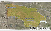 Satellite Panoramic Map of Magude, semi-desaturated