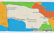 Shaded Relief Panoramic Map of Magude, political outside