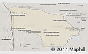 Shaded Relief Panoramic Map of Magude, semi-desaturated
