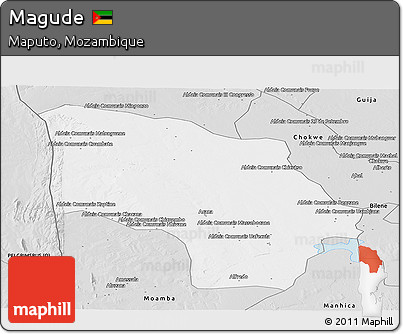 Silver Style Panoramic Map of Magude