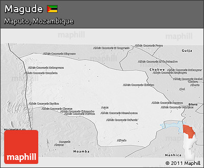 Silver Style Panoramic Map of Magude