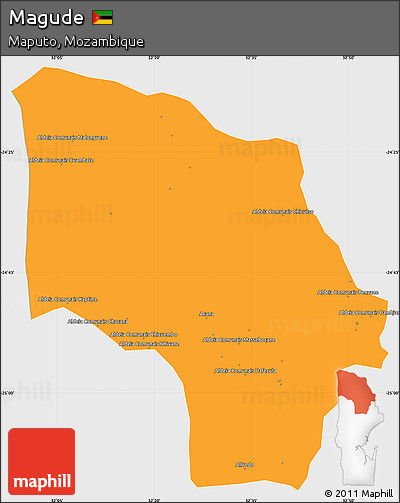 Political Simple Map of Magude, single color outside
