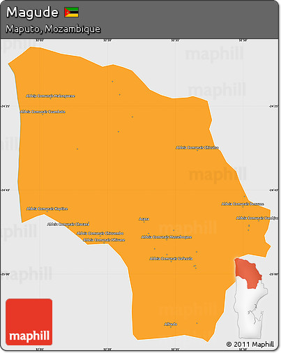 Political Simple Map of Magude, single color outside