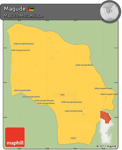 Savanna Style Simple Map of Magude, single color outside