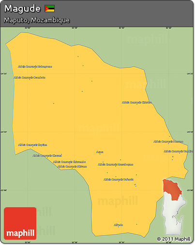Savanna Style Simple Map of Magude, single color outside