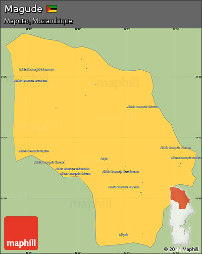 Savanna Style Simple Map of Magude, single color outside