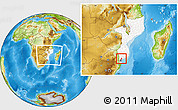 Physical Location Map of Manhica, highlighted country, within the entire country