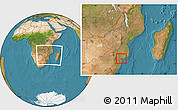 Satellite Location Map of Manhica, within the entire country