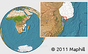 Satellite Location Map of Manhica, highlighted country, highlighted parent region