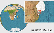 Satellite Location Map of Manhica, highlighted country