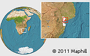 Satellite Location Map of Manhica, highlighted parent region