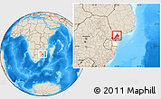 Shaded Relief Location Map of Manhica, highlighted parent region