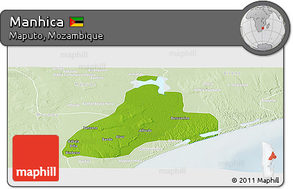 Physical Panoramic Map of Manhica, lighten