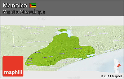 Physical Panoramic Map of Manhica, lighten