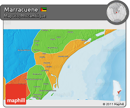 Political 3D Map of Marracuene