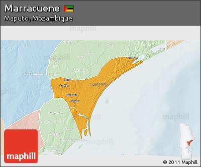 Political 3D Map of Marracuene, lighten