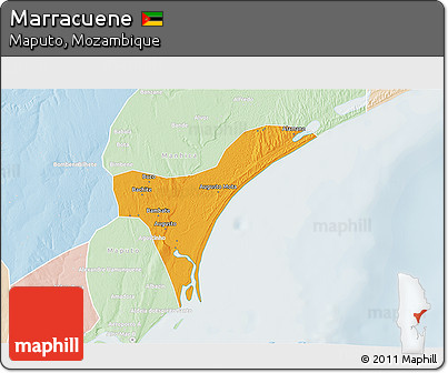 Political 3D Map of Marracuene, lighten