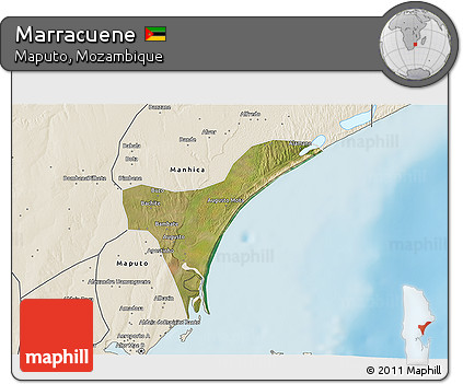 Satellite 3D Map of Marracuene, shaded relief outside