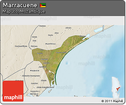 Satellite 3D Map of Marracuene, shaded relief outside