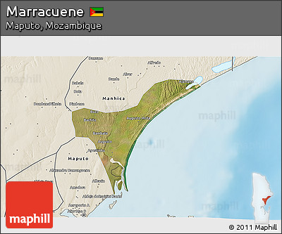 Satellite 3D Map of Marracuene, shaded relief outside