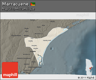 Shaded Relief 3D Map of Marracuene, darken
