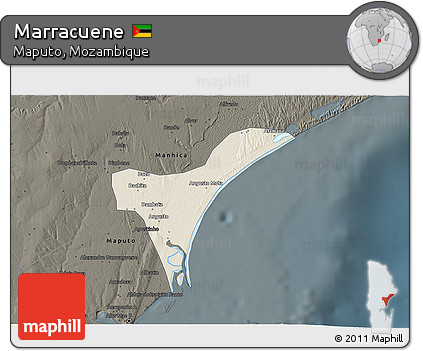 Shaded Relief 3D Map of Marracuene, darken