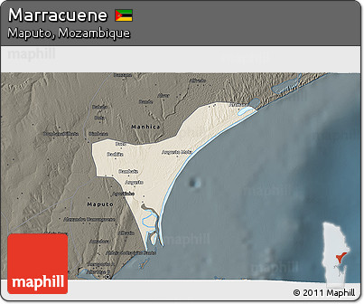 Shaded Relief 3D Map of Marracuene, darken