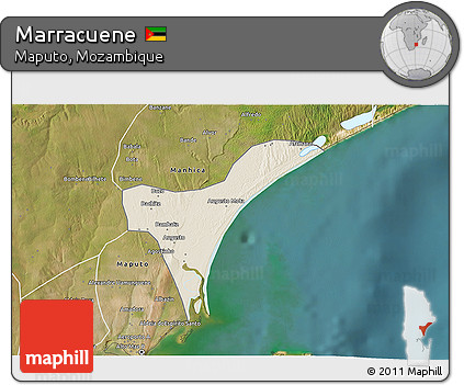 Shaded Relief 3D Map of Marracuene, satellite outside
