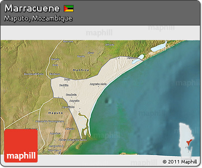 Shaded Relief 3D Map of Marracuene, satellite outside