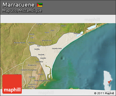 Shaded Relief 3D Map of Marracuene, satellite outside