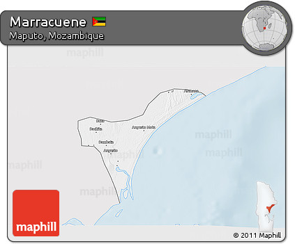 Silver Style 3D Map of Marracuene, single color outside