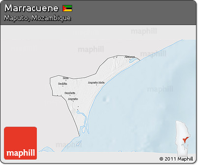 Silver Style 3D Map of Marracuene, single color outside