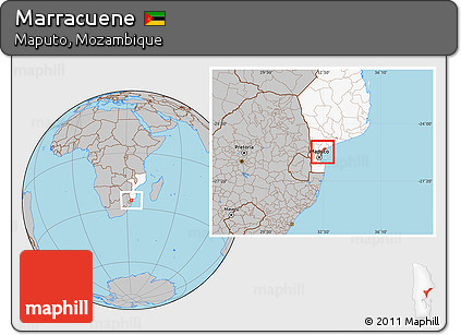 Gray Location Map of Marracuene, highlighted country