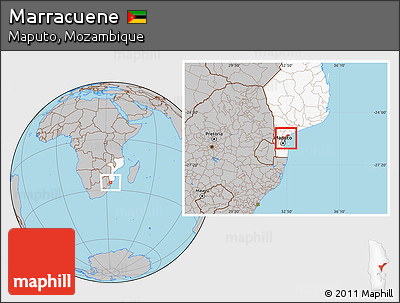 Gray Location Map of Marracuene, highlighted country