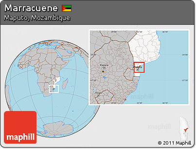 Gray Location Map of Marracuene, highlighted country