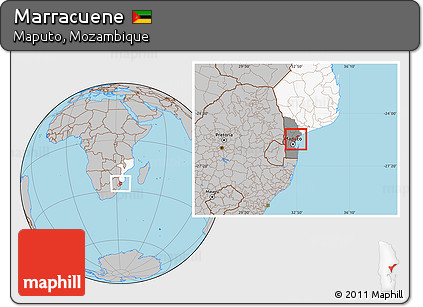 Gray Location Map of Marracuene, highlighted country, highlighted parent region