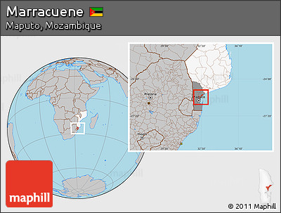 Gray Location Map of Marracuene, highlighted country, highlighted parent region