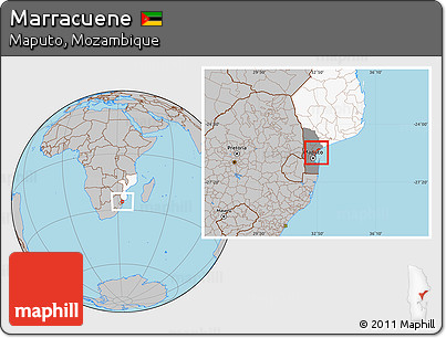 Gray Location Map of Marracuene, highlighted country, highlighted parent region