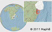 Savanna Style Location Map of Marracuene, highlighted country, highlighted parent region, hill shading