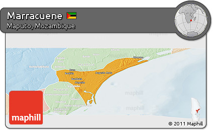 Political Panoramic Map of Marracuene, lighten