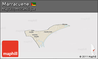 Shaded Relief Panoramic Map of Marracuene, cropped outside
