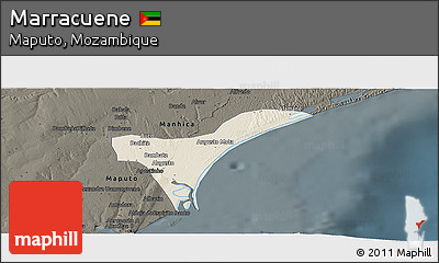 Shaded Relief Panoramic Map of Marracuene, darken