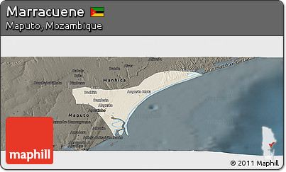 Shaded Relief Panoramic Map of Marracuene, darken