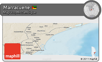 Shaded Relief Panoramic Map of Marracuene