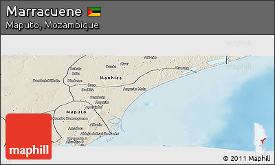 Shaded Relief Panoramic Map of Marracuene
