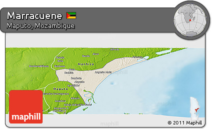 Shaded Relief Panoramic Map of Marracuene, physical outside